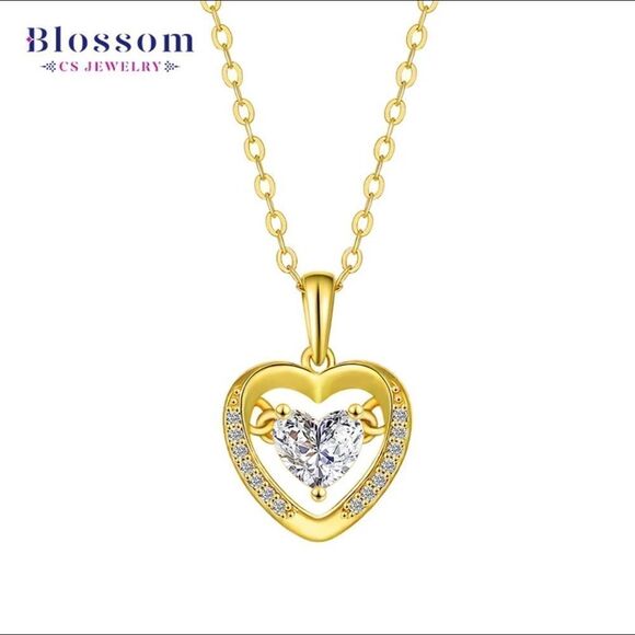 Jewelry - Heart Shape Necklace 925 Sterling Silver 18K Gold Plated Necklace